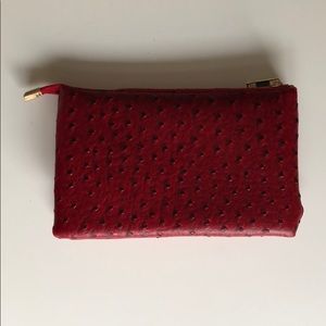Faux Ostrich Leather Zipped Clutch